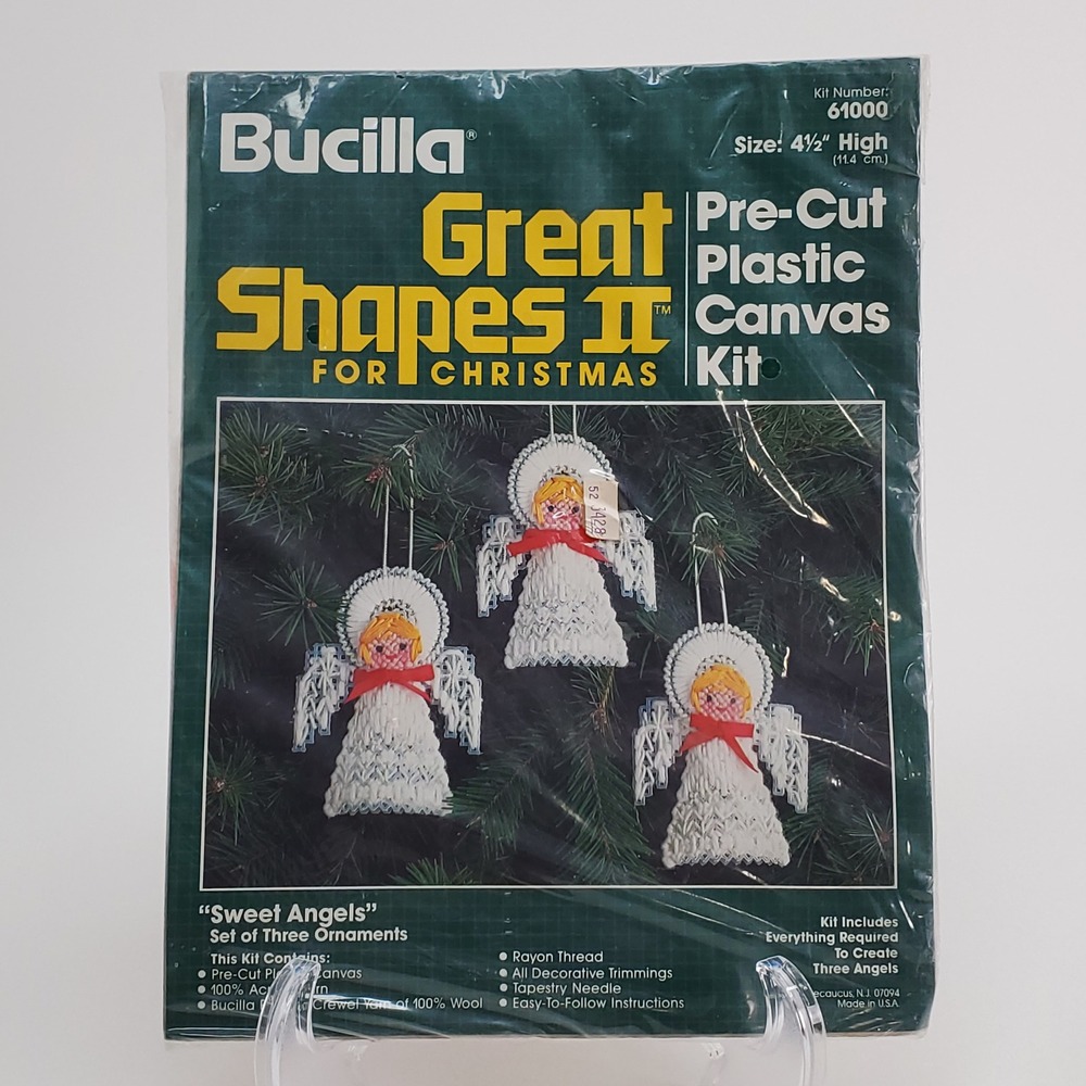 Bucilla Sweet Angels Plastic Canvas Kit 61000 Great Shapes II Christmas Ornament